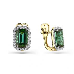 Серьги из лимонного золота Мастер Бриллиант 06M2-308757-00-18 с бриллиантом и турмалином 06M2-308757-00-18 фото