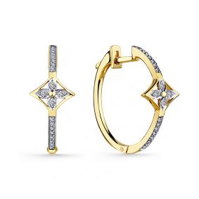 Серьги из лимонного золота Мастер Бриллиант 06M2-308760-00-00 с бриллиантом 06M2-308760-00-00 фото