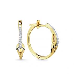 Серьги из лимонного золота Мастер Бриллиант 06M2-308790-00-00 с бриллиантом 06M2-308790-00-00 фото