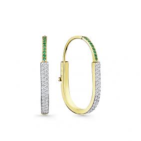 Серьги из лимонного золота Мастер Бриллиант 06M2-308792-00-01 с бриллиантом и изумрудом 06M2-308792-00-01 фото