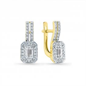 Серьги из лимонного золота Мастер Бриллиант 06M2-308793-02-00 с бриллиантом 06M2-308793-02-00 фото