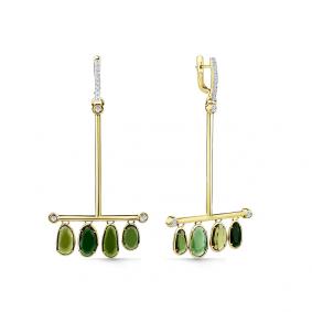 Серьги из лимонного золота Мастер Бриллиант 06M2-308797-00-18 с бриллиантом и турмалином 06M2-308797-00-18 фото
