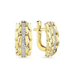 Серьги из лимонного золота Мастер Бриллиант 06M2-308820-00-00 с бриллиантом 06M2-308820-00-00 фото