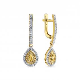 Серьги из лимонного золота Мастер Бриллиант 06M2-308840-02-55 с бриллиантом 06M2-308840-02-55 фото