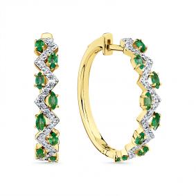 Серьги из лимонного золота Мастер Бриллиант 06M2-308853-00-01 с бриллиантом и изумрудом 06M2-308853-00-01 фото