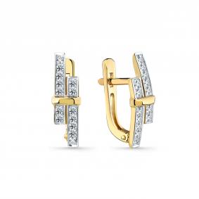 Серьги из лимонного золота Мастер Бриллиант 06M2-308975-00-70 с бриллиантом 06M2-308975-00-70 фото