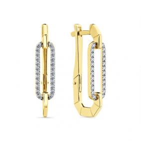 Серьги из лимонного золота Мастер Бриллиант 06M2-309002-00-00 с бриллиантом 06M2-309002-00-00 фото