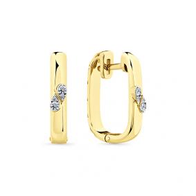 Серьги из лимонного золота Мастер Бриллиант 06M2-309016-00-00 с бриллиантом 06M2-309016-00-00 фото