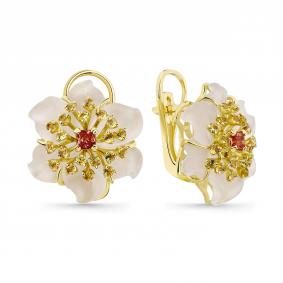 Серьги из лимонного золота Мастер Бриллиант 06M2-309042-02-55 с сапфиром и кварцем 06M2-309042-02-55 фото