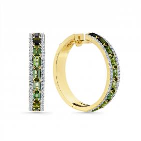 Серьги из лимонного золота Мастер Бриллиант 06M2-309077-00-60 с бриллиантом и турмалином 06M2-309077-00-60 фото