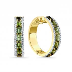 Серьги из лимонного золота Мастер Бриллиант 06M2-309077-01-60 с бриллиантом и турмалином 06M2-309077-01-60 фото