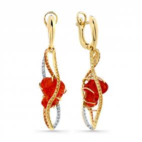 Серьги из лимонного золота Мастер Бриллиант 06M2-309088-00-55 с бриллиантом, сапфиром и опалом 06M2-309088-00-55 фото