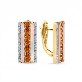 Серьги из лимонного золота Мастер Бриллиант 06M2-309099-00-55 с бриллиантом, сапфиром и перламутром 06M2-309099-00-55 фото