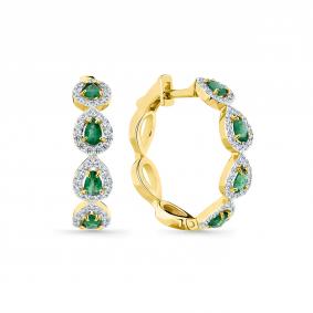 Серьги из лимонного золота Мастер Бриллиант 06M2-309134-00-01 с бриллиантом и изумрудом 06M2-309134-00-01 фото