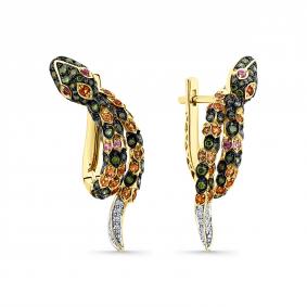 Серьги Символгода Змея из лимонного золота Мастер Бриллиант с сапфиром и бриллиантом 06M2-309163-00-55 06M2-309163-00-55 фото