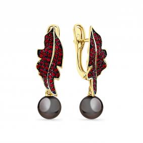 Серьги из лимонного золота Мастер Бриллиант 06M2-309171-00-55 с жемчугом и шпинелью 06M2-309171-00-55 фото