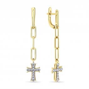Серьги-кресты из лимонного золота Мастер Бриллиант с бриллиантом 06M2-309179-00-00 06M2-309179-00-00 фото