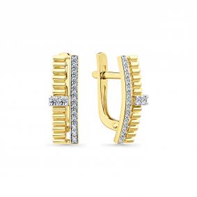 Серьги из лимонного золота Мастер Бриллиант 06M2-309210-70-00 с бриллиантом 06M2-309210-70-00 фото