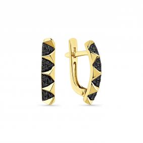 Серьги из лимонного золота Мастер Бриллиант 06M2-309211-00-48 с чёрным бриллиантом 06M2-309211-00-48 фото