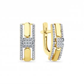 Серьги из лимонного золота Мастер Бриллиант 06M2-309221-00-70 с бриллиантом 06M2-309221-00-70 фото