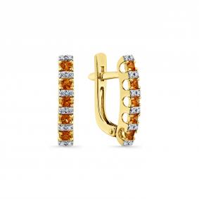 Серьги из лимонного золота Мастер Бриллиант 06M2-309249-71-47 с бриллиантом и сапфиром 06M2-309249-71-47 фото