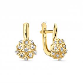 Серьги из лимонного золота Мастер Бриллиант 06M2-309266-00-00 с бриллиантом 06M2-309266-00-00 фото