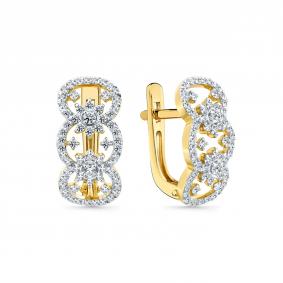 Серьги из лимонного золота Мастер Бриллиант 06M2-309272-00-00 с бриллиантом 06M2-309272-00-00 фото