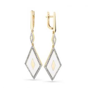 Серьги из лимонного золота Мастер Бриллиант 06M2-355023-00-00 с бриллиантом и эмалью 06M2-355023-00-00 фото