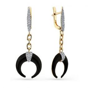 Серьги из лимонного золота Мастер Бриллиант 06M2-355030-00-00 с бриллиантом и эмалью 06M2-355030-00-00 фото