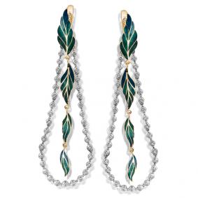 Серьги из лимонного золота Мастер Бриллиант 06M2-555-015 с бриллиантом и эмалью 06M2-555-015 фото