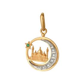 Подвеска из лимонного золота Мастер Бриллиант 06M3-310-01 с бриллиантом и изумрудом 06M3-310-01 фото