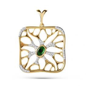 Подвеска из лимонного золота Мастер Бриллиант 06M3-330033-00-18 с бриллиантом и турмалином 06M3-330033-00-18 фото