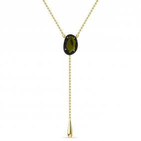 Колье из лимонного золота Мастер Бриллиант 06M6-360316-05-55 с турмалином и чёрным бриллиантом 06M6-360316-05-55 фото