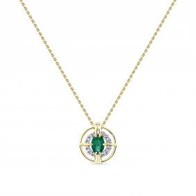 Колье из лимонного золота Мастер Бриллиант 06M6-360595-97-01 с бриллиантом и изумрудом 06M6-360595-97-01 фото