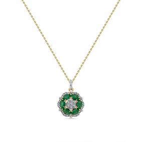 Колье из лимонного золота Мастер Бриллиант 06M6-360662-00-01 с бриллиантом и изумрудом 06M6-360662-00-01 фото