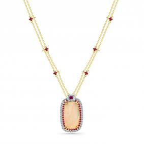 Колье из лимонного золота Мастер Бриллиант 06M6-360746-00-55 с бриллиантом, рубином и опалом 06M6-360746-00-55 фото