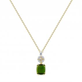 Колье из лимонного золота Мастер Бриллиант 06M6-360756-00-37 с бриллиантом и хромдиопсидом 06M6-360756-00-37 фото