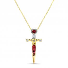 Колье из лимонного золота Мастер Бриллиант 06M6-360761-01-56 с бриллиантом и турмалином 06M6-360761-01-56 фото