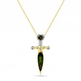 Колье из лимонного золота Мастер Бриллиант 06M6-360761-02-55 с бриллиантом и турмалином 06M6-360761-02-55 фото