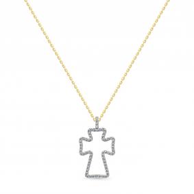 Колье-крест из лимонного золота Мастер Бриллиант с бриллиантом 06M6-360778-00-00 06M6-360778-00-00 фото