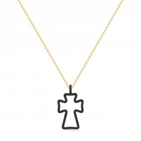 Колье-крест из лимонного золота Мастер Бриллиант с черным бриллиантом 06M6-360778-00-48 06M6-360778-00-48 фото