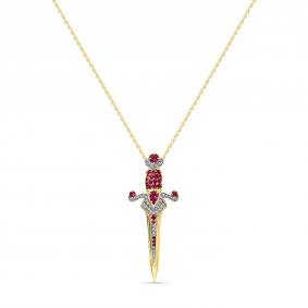 Колье из лимонного золота Мастер Бриллиант 06M6-360779-00-03 с бриллиантом и рубином 06M6-360779-00-03 фото