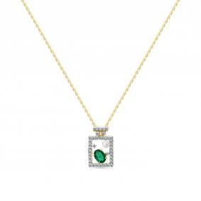 Колье из лимонного золота Мастер Бриллиант 06M6-360814-00-55 с бриллиантом, изумрудом и жемчугом 06M6-360814-00-55 фото