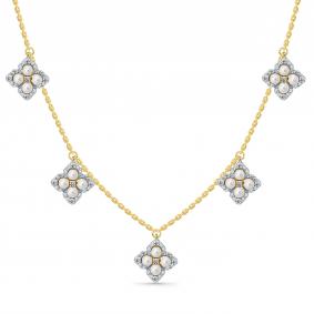 Колье из лимонного золота Мастер Бриллиант 06M6-360818-70-28 с бриллиантом и жемчугом 06M6-360818-70-28 фото