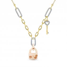 Колье из лимонного золота Мастер Бриллиант 06M6-360833-01-53 с бриллиантом и кораллом 06M6-360833-01-53 фото