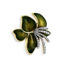 Брошь из лимонного золота Мастер Бриллиант 06M7-309/1 с бриллиантом и эмалью 06M7-309/1 фото