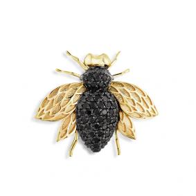 Брошь из лимонного золота Мастер Бриллиант 06M7-316-48 с чёрным бриллиантом 06M7-316-48 фото