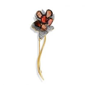 Брошь из лимонного золота Мастер Бриллиант 06M7-322-39 с бриллиантом и цирконием 06M7-322-39 фото