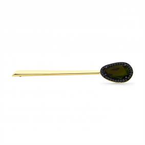 Брошь из лимонного золота Мастер Бриллиант 06M7-370336-04-55 с турмалином и чёрным бриллиантом 06M7-370336-04-55 фото
