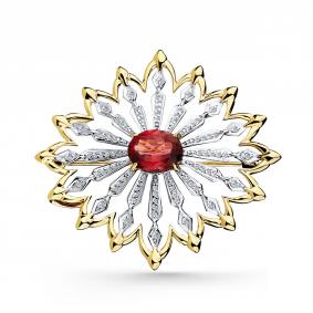 Брошь из лимонного золота Мастер Бриллиант 06M7-370365-00-18 с бриллиантом и турмалином 06M7-370365-00-18 фото